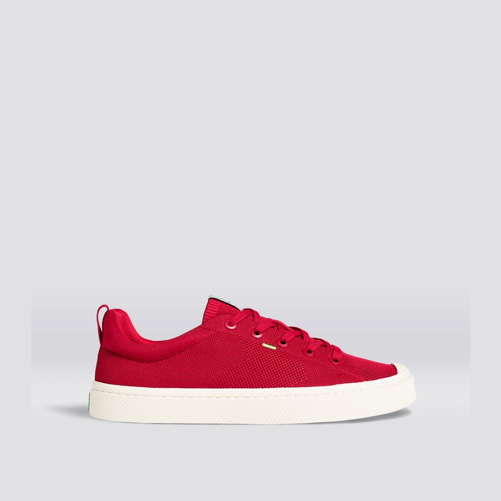 IBI Cariuma Low Top Bamboo Weave Knit Vegan Rouge Homme | OGA-8760690